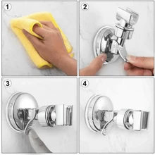 Shower Bracket Rotatable Shower Bracke 360°Adjustable Universal Hand Shower Holder Suction Cup Holder Full Plating Shower Rail Head Holder Bathroom Bracket Bathroom Accessories