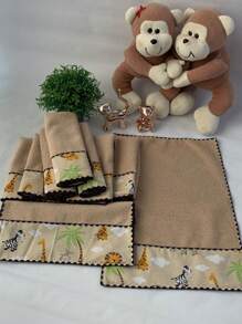 Kit Of 6 Baby Hygiene Wipes Extra Soft Terry Cloth Various Colors - Caqui - Ver 2