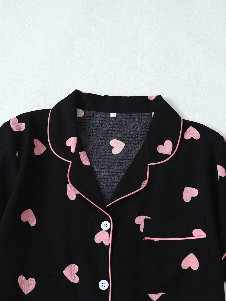 Luna | Heart Print Pyjama Set