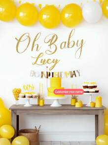 [可定制儿童房装饰] 个性化名字墙贴，卡通生日字母装饰贴纸 + 儿童房可定制纪念贴纸，可 DIY 婴儿名字、出生、幼儿园 100 天庆祝装饰（可移除贴纸）