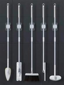 3 PZAS Soportes de pared para escobas y trapeadores sin taladro, sin daños, con adhesivo fuerte para almacenamiento