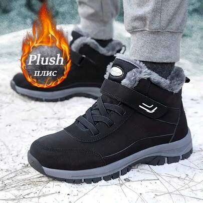 STARNOVO 1 双女士冬季雪地靴，厚实保暖内衬保暖高帮短靴，中老年防滑户外鞋，男女通用尺码 35-46