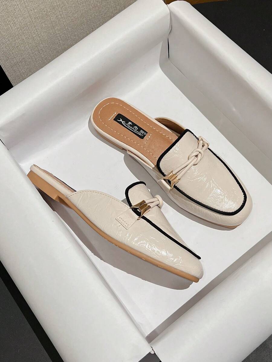 Mengshangli Women's Fashion Backless Mules Flat Slippers, Slip-On Style