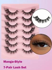 7 对 3D 猫眼仿貂皮睫毛 - 超浓密迷人，DD 卷曲，8-17 毫米长度，蓬松迷人闪亮的眼睛，易于 DIY 和可重复使用，适合初学者，非常适合戏剧性的眼睛扩大效果，手工制作的睫毛延长 - 眼尾拉長款 - 查看 3