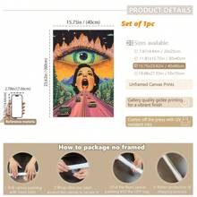 1 Stück dekorative hängende Malerei, gerahmtes dekoratives Gemälde, Poster, Wandkunst, Vintage Acid Highway Leinwandkunst, retro surreale Wanddekoration mit Allsehendem Auge, perfekt für Wohnzimmer, Schlafzimmer, Büro Zuhause