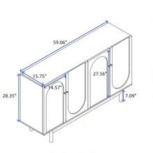 Stylish And Functional 4-Door Intaglio Storage Cabinet With Pine Legs, Solid Wood Pulls And MDF, For Living Room Bedroom,And Kitchen,White   WL