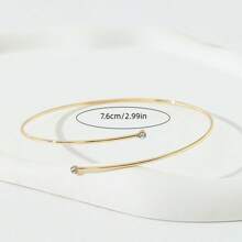 1pc Minimalist Fashion Versatile Metal Line Design Bracelet, Gift For Women - Yellow Gold - View 2