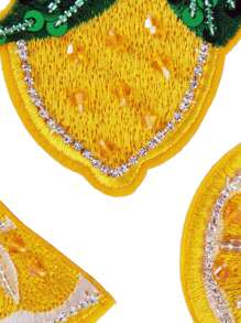 3件手工串珠黄色水果柠檬熨烫贴片，DIY服装配饰，刺绣缝纫熨烫贴片，可用于装饰服装、鞋子、包包、帽子、胸针，修补破洞，适合节日派对、夏季、学校等场合。 - 彩色 - 查看 5