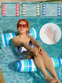 1pc Inflatable Water Hammock Lounger Dual-Color Adult Pool And Beach Floating Raft Party Floats, Perfect Summer Gift For Relaxation And Fun In Swimming Pool - Orange - View 1