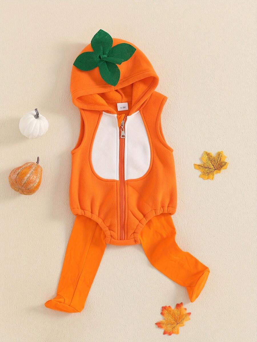 Disfraz de abeja para bebé, mono sin mangas con capucha y calcetines largos, disfraz de abejorro para bebé recién nacido - Naranja - Ver 1