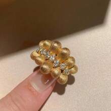 1 件复古纹理奢华优雅合成锆石可调节女士戒指，适合日常佩戴