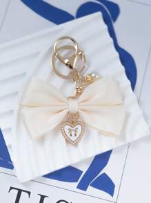 1x Cute Bow Pearl Bag Pendant + Lace Embroidery Square Bag, Bag Accessory Faux Pearl Keychain, Cute Faux Pearl Beaded Bracelet Keychain, Retro Charm Wallet Bag Backpack Car Charm For Women And Girls, Ribbon Pearl Pendant Suitable As A Gift For Friends And Relatives - Multicolor - View 17