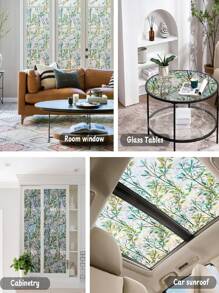 窗户隐私膜彩色玻璃窗膜 3D 装饰窗贴，防晒静电可移除玻璃门膜，家居装饰窗罩非粘性