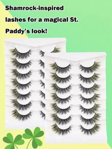 7Pairs Colorful Cat Eye Natural Look False Eyelashes - Colorful Cartoon Style Eyelashes With Wing Ends, D Curl 6-17mm, Soft & Comfortable For Everyday & Party Use, DIY Time-Saving, Easy To Apply & Reusable, Great Gift Idea, Handmade