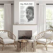 Hey Child Black African American Inspirational Poem For Child Posters Wooden Frame, Ready To Hang, Canvas Print Painting Wall Art, Simple Aesthetic Decoration Bedroom Kitchen College Style Dorm Home Decor, Perfect Home Decor - Multicolor - View 3