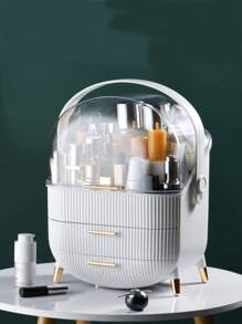 高端奢华透明化妆品和护肤品收纳盒，抽屉式大容量防尘梳妆台浴室收纳盒，可存放口红、面膜、配饰