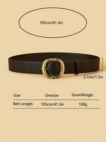 1pc Retro PU Leather Belt With Stylish Metal Buckle, Suitable For Jeans, Casual, Vintage Look, Unisex Everyday Wear