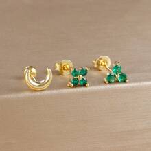 Set de cercei cu piercing pentru cartilaj din oțel inoxidabil placat cu aur de 18K pentru femei, mini zirconiu, moon Helix, cercei tragus, bijuterii de modă