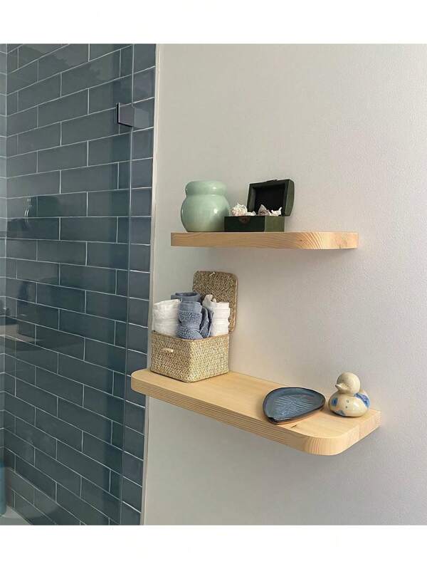 1pc Curved Floating Shelf, Wooden Shelf, Oval Decor Shelf, Oval Floating Shelf With Bracket, Wall Mounted Shelf For Livingroom,Wooden Floating Shelf Wall Mounted (Circular Edge) - Rural Farmhouse Wooden Wall Storage Rack Suitable For Bedrooms, Kitchens - Including Brackets And Shelf Hardware,