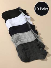 10pairs Men Best Socks Striped Trim Ankle Socks, For Gym - Multicolor - View 7