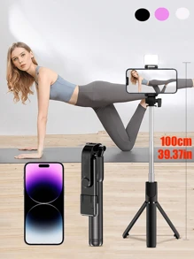 Bastone per selfie Bluetooth con treppiede, luce di riempimento e telecomando per live streaming e fotografia, compatibile con la maggior parte degli smartphone. Luce LED portatile e dimmerabile per videocamere, videoblog, riunioni Zoom, interviste, live streaming, raduni familiari, feste di Natale. Adatto per selfie portatili, attività all'aperto per le vacanze estive, viaggi, attività all'aperto, treppiede per live streaming.