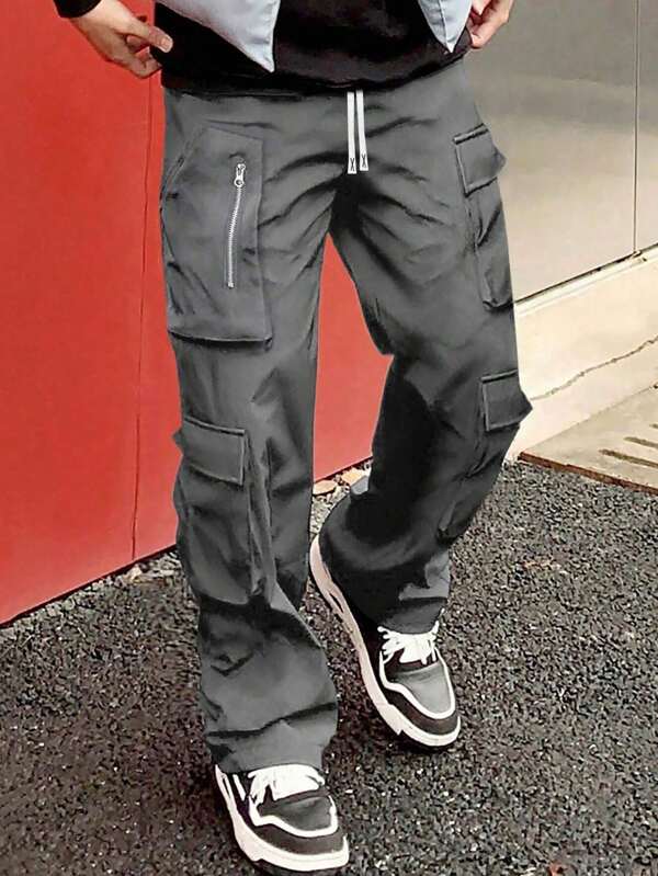 Tween Boys Fashionable Casual Drawstring Waist Cargo Pants