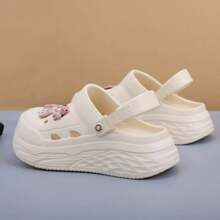 Fashion Closed Toe Slip-On Clogs For Women, Cherry Girl Decor Platform Thick Sole Anti-Slip Comfortable Breathable Sandals, Suitable For Nurses, Beach, Summer - Beige - View 6