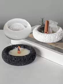 Molde de silicona en forma circular con textura de piedra para hacer una caja de almacenamiento, cenicero, vaso para aromaterapia u otros adornos decorativos hechos con yeso, arcilla o resina