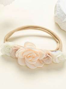 3pcs/Pack Baby Girls Soft & Stretchy Nylon Flower Headbands, Suitable For Newborns & Infants Photo Shoot - Mika Artificial Flower 3-piece Set - View 5