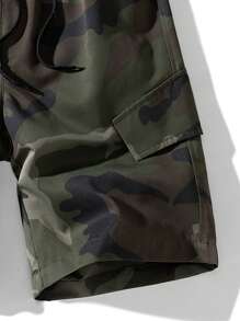 3Pcs/Pack Men's Utility Style Cargo Shorts, Breathable Casual Loose Fit Multi-Pocket Bermuda Shorts, Summer - Army Green - View 8