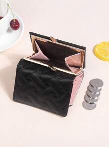 Fashionable Embroidered Tri-Fold Multi-Functional Multi-Card Slot Compartment Mini Women Wallet Wallet Purse Wallet Mini Wallet Small Wallet - Black - View 9