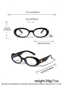 1/2 Pair Women's Lightweight Glasses, Acrylic Casual Retro Oval Frames, Black Glasses, Suitable For Daily Reading And Commuting - Multicolor - View 7