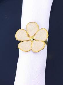 Juego de 4/6 Anillos para servilletas con flores, Portaservilletas para eventos de boda, Anillos para servilletas con flores de 5 pétalos frescos para decoración de mesa