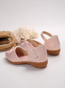 时尚优雅的蝴蝶结玛丽珍平底鞋，适合女孩，舒适、轻便、防滑、鞋底柔软 - 粉色 - 查看 6