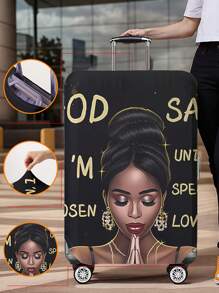 1pc Cartoon Portrait Print Luggage Cover, Fits 18-32 Inch Suitcases. Stretchable, Scratch-Proof & Dustproof, Stylish Decoration For Luggage. - Multicolor - View 22