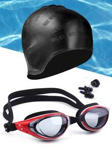 SHENYU Swimming Goggles With Anti-Fog, Swimming Cap, Nose Clips & Ear Plugs Set - Multicolor - View 2