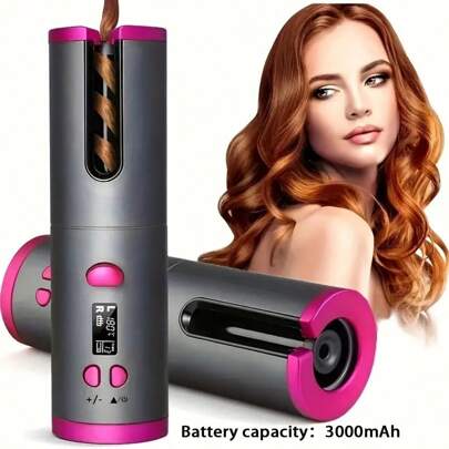 1 件便携式 USB 充电旋转卷发器，可调温度自动卷发器，女性礼物，母亲节礼物