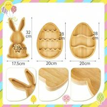 Un plateau à nourriture en forme d'œuf de lapin de Pâques en bois, plateau de partage de collation pour fête d'anniversaire, plateau décoratif en bois pour artisanat de Pâques et de Noël, plateau de grille pour fruits, bonbons et desserts, fournitures de décoration de Pâques, base de plateau délicat en forme d'œuf de lapin, plateau de fête maison pour biscuits et chocolats, décoration de cuisine en bambou créative et amusante, plateau de table à vin de fête