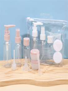 11pcs Travel Plastic Bottle Set, Assorted Size Portable Toiletry Container Kit, Random