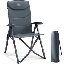 TIMBER RIDGE Silla de Camping Adulto 150kg Silla de Jardín Plegable Portátile de Alta Resistencia Respaldo Alto Silla Reclinable de 4 Posiciones para Campamento Picnic Jardín Caravana (1 Pc, Gray)