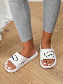 女士平底凉鞋，时尚户外运动拖鞋，EVA 一体式柔软，夏季 - 白色 - 查看 3