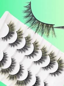7Pairs Colorful Cat Eye Natural Look False Eyelashes - Colorful Cartoon Style Eyelashes With Wing Ends, D Curl 6-17mm, Soft & Comfortable For Everyday & Party Use, DIY Time-Saving, Easy To Apply & Reusable, Great Gift Idea, Handmade