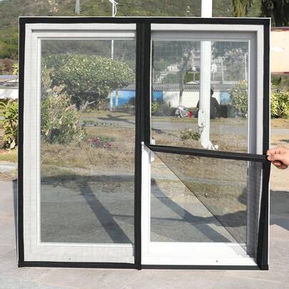 1 件装黑、白、灰三色窗纱，矩形自粘网，带拉链，防尘、隐形防蚊虫，非常适合夏季居家使用