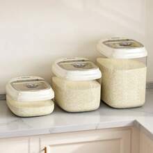 1pc Bestselling Household Anti-Moisture Anti-Insect Sealed Transparent Visible Large Capacity Grains & Cereals Storage Box - Photo Color - View 6