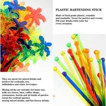 50/30/12/7 件椰子树形塑料鸡尾酒搅拌器，适用于牛奶、咖啡、茶、混合饮料、鸡尾酒、热巧克力，优雅的可重复使用的搅拌器，非常适合生日、婚礼、家庭聚会、海滩派对、鸡尾酒会（随机混合颜色）