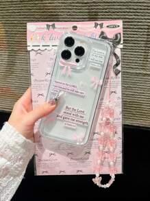 蝴蝶结字母拼布防摔手机壳，配 1 条手机挂绳，适用于 17/16 Pro Max、15、14/13、12、11 Pro Max、XS Max、X、XR、8、7、Plus、Mini，可用作生日礼物、女朋友、男朋友或自用