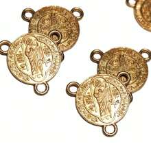 25 piezas crucero para rosario, conector para hacer rosarios, insumos religiosos para bisutera y joyería - san benito dorado - Ver 2