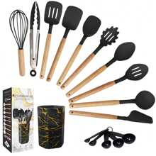 Silicone Kitchen Utensil Set - 12pcs Cooking Utensils Set With Holder Turner Spatula Ladle Tongs Whisk For Non-Stick Cookware, Heat Resistant Kitchen Utensil Set Kitchen Gadgets