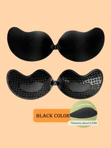 Sticky Invisible Mango-Shaped Bras – Strapless Silicone Push-Up Bra Cups For Backless Dresses, Breathable Self-Adhesive Lift Pads For Women, Reusable & Skin-Friendly - Black - View 2