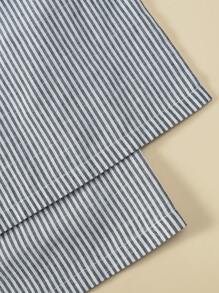 2 件套青少年女孩针织短款短袖上衣配蕾丝蝴蝶结、条纹阔腿裤套装，夏季 - 白色 - 查看 6